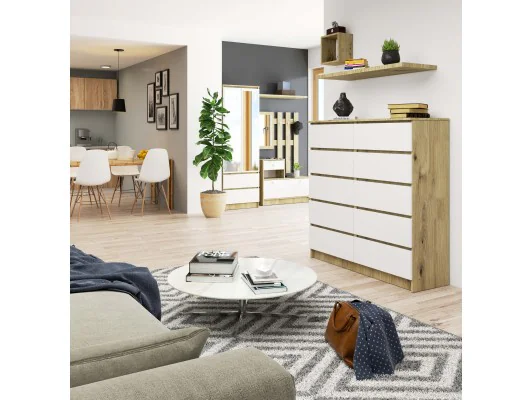 KOMODA K120 10SZ CLP PK DĄB ARTISAN / BIAŁY