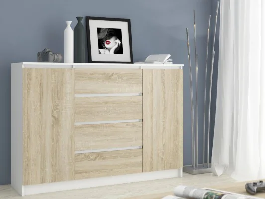 KOMODA K160 2D 4SZ CLP PK BIAŁY / SONOMA