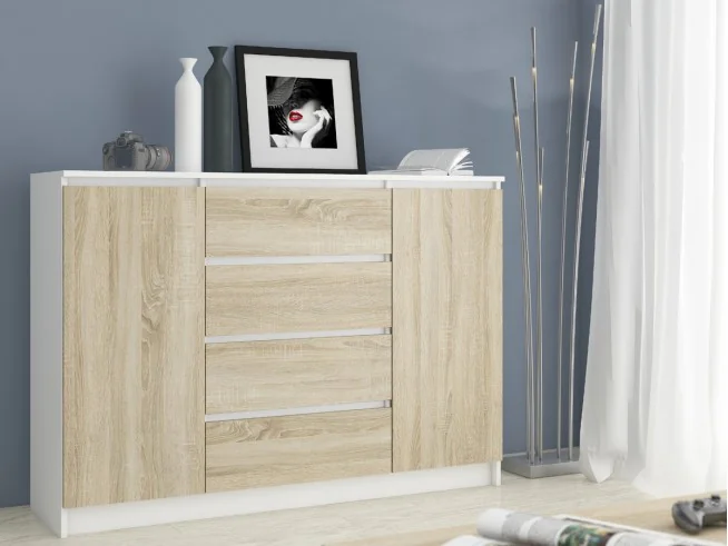 KOMODA K160 2D 4SZ CLP PK BIAŁY / SONOMA