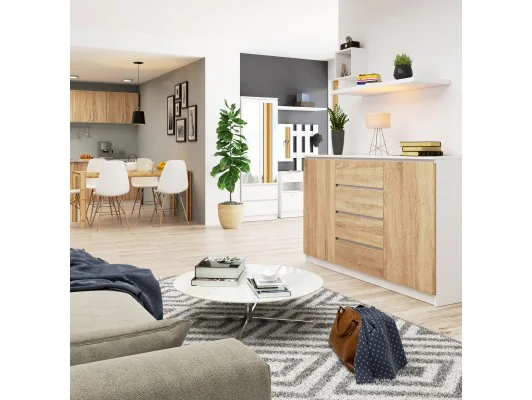 KOMODA K160 2D 4SZ CLP PK BIAŁY / SONOMA