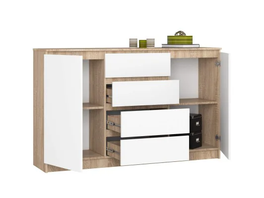 Zobacz KOMODA K160 2D 4SZ CLP PK DĄB SONOMA / BIAŁY KOMODA K160 2D 4SZ CLP PK DĄB SONOMA / BIAŁY