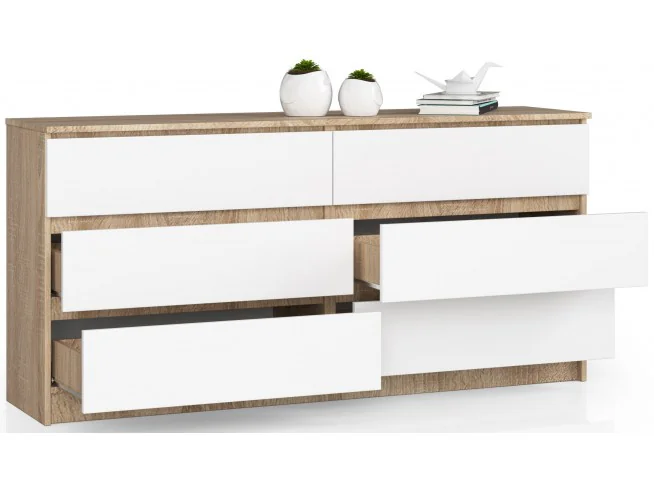 KOMODA K160 6SZ CLP DĄB SONOMA / BIAŁY