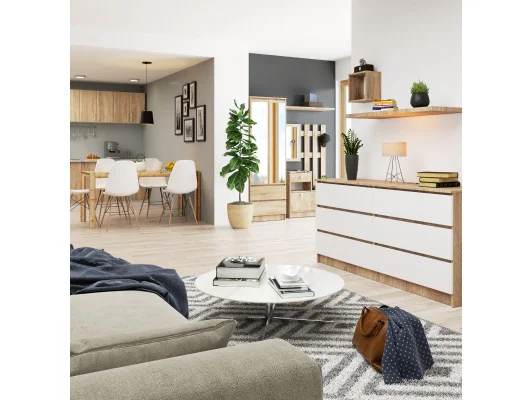 KOMODA K160 6SZ CLP DĄB SONOMA / BIAŁY