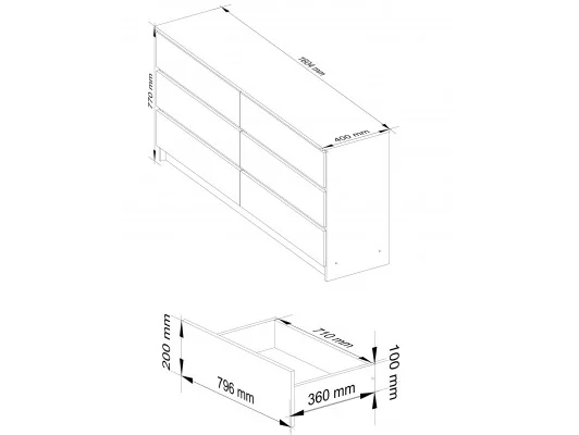 KOMODA K160 6SZ CLP PK BIAŁA / SONOMA