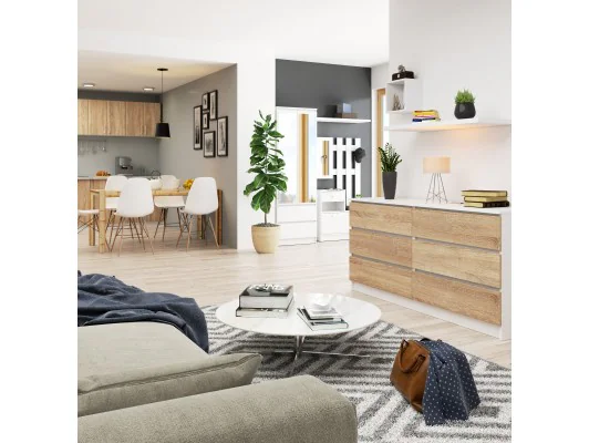 KOMODA K160 6SZ CLP PK BIAŁA / SONOMA