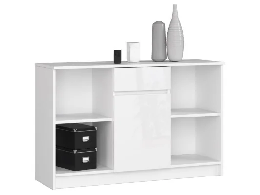 BIURKO NAROŻNE - ZESTAW B-17 KOMODA I BIURKO BIAŁY POŁYSK