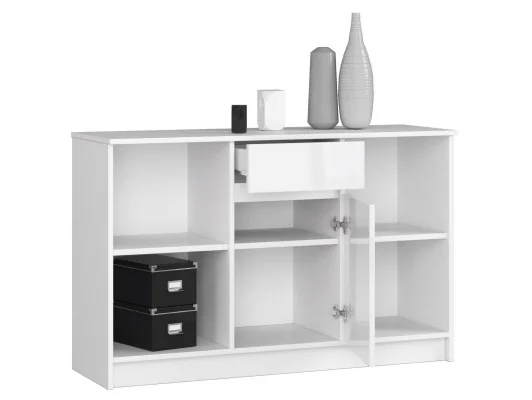 BIURKO NAROŻNE - ZESTAW B-17 KOMODA I BIURKO BIAŁY POŁYSK