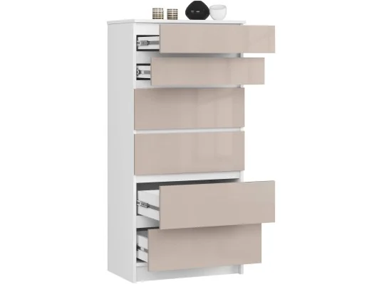 Zobacz KOMODA K60 6SZ CLP PK CAPUCCINO POŁYSK KOMODA K60 6SZ CLP PK CAPUCCINO POŁYSK