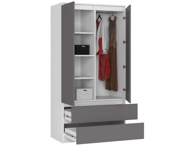 SZAFA S90 2D 2SZ CLP PK BIAŁY / SZARY