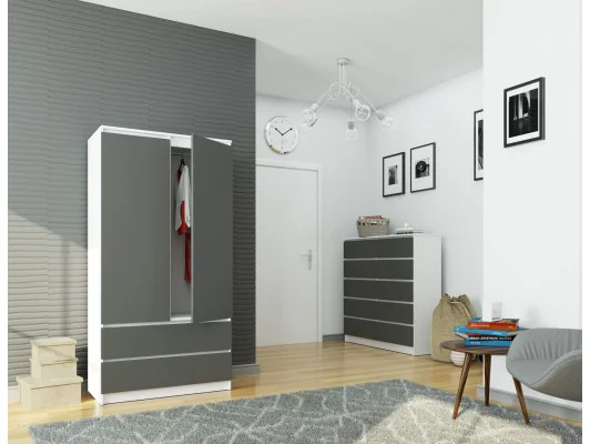 SZAFA S90 2D 2SZ CLP PK BIAŁY / SZARY