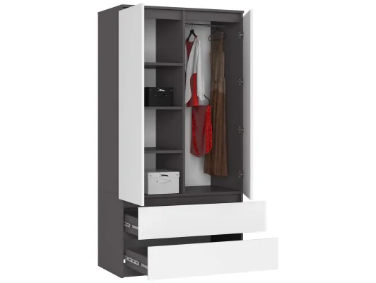 SZAFA S90 2D 2SZ CLP GRAFIT PK SZARY / BIAŁA