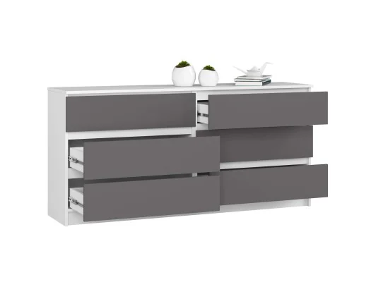 Zobacz KOMODA K160 6SZ CLP PK BIAŁY / SZARY KOMODA K160 6SZ CLP PK BIAŁY / SZARY