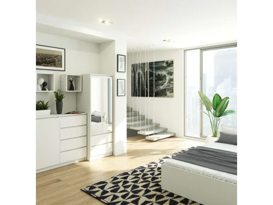 SZAFA STAR S 60 cm Z LUSTREM 2 DRZWI 2 SZUFLADY PK BIAŁA