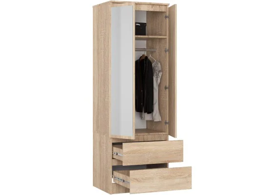 SZAFA STAR S60 2D 2SZ PK DĄB SONOMA + LUSTRO