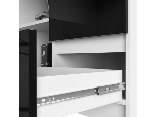 BIURKO NAROŻNE B16 124 cm PRAWE 3 SZUFLADY PK BIAŁE / CZARNY POŁYSK