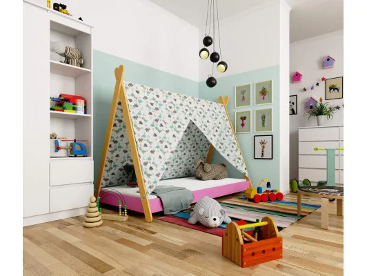 Łóżko dziecięce 180x80 GEM z materacem różowe