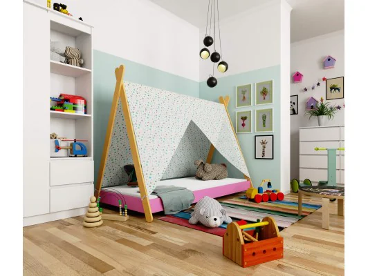 Łóżko dziecięce 160x80 GEM z materacem różowe