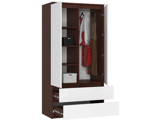 SZAFA S 90 cm 2 DRZWI 2 SZUFLADY PK WENGE / BIAŁA