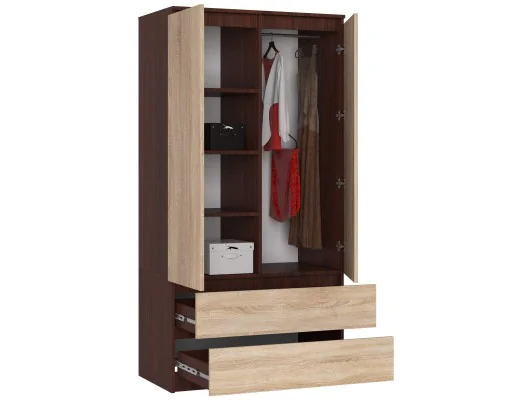 Zobacz SZAFA S 90 cm 2 DRZWI 2 SZUFLADY PK WENGE / SONOMA SZAFA S 90 cm 2 DRZWI 2 SZUFLADY PK WENGE / SONOMA