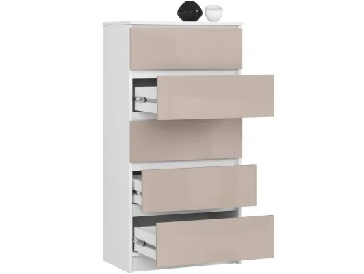 Zobacz KOMODA K60 5SZ CLP PK CAPUCCINO POŁYSK KOMODA K60 5SZ CLP PK CAPUCCINO POŁYSK