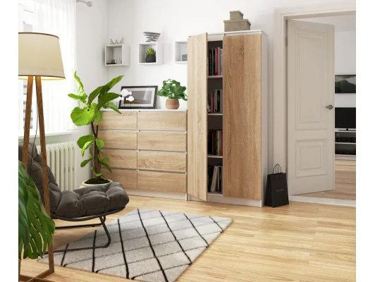 REGAŁ ZAMKNIETY R80 2D 8P CLP BIAŁY / SONOMA