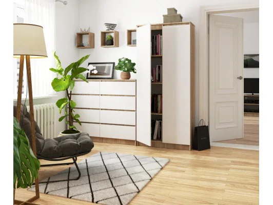 REGAŁ ZAMKNIETY R80 2D 8P CLP DĄB SONOMA / BIAŁY