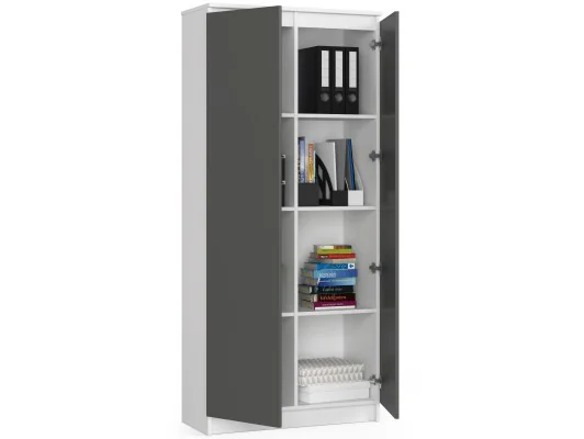 REGAŁ ZAMKNIETY R80 2D 8P CLP BIAŁY / SZARY