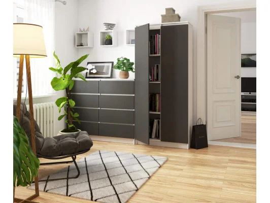 REGAŁ ZAMKNIETY R80 2D 8P CLP BIAŁY / SZARY