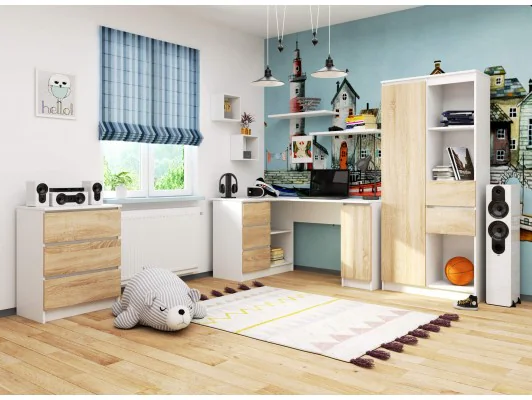 BIURKO NAROŻNE B20 CLP LEWOSTRONNE PK BIAŁE / SONOMA