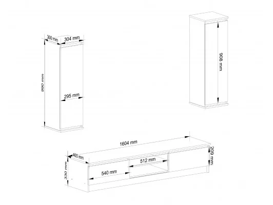 Meblościanka CLP - zestaw mebli witryna + rtv biała