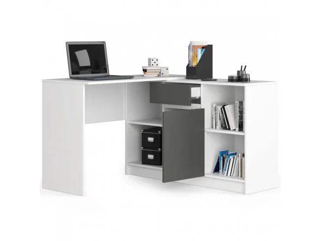 ZESTAW CLP B-17 KOMODA + BIURKO BIAŁE / SZARE