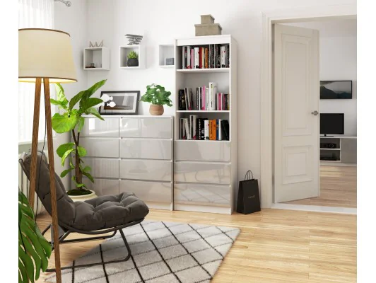 REGAŁ BIUROWY R 60 cm CLP 3 SZUFLADY 2 PÓŁKI BIAŁY / METALIK POŁYSK