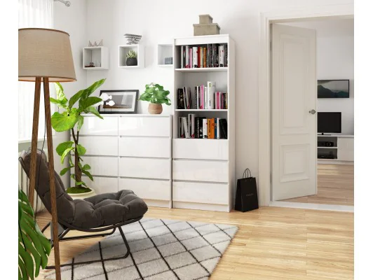 REGAŁ BIUROWY R 60 cm CLP 3 SZUFLADY 2 PÓŁKI BIAŁY / BIAŁY POŁYSK