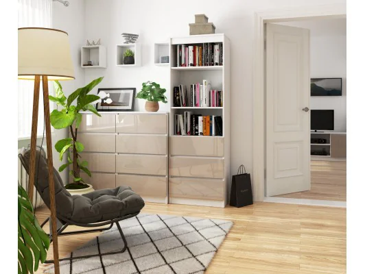 REGAŁ BIUROWY R 60 cm CLP 3 SZUFLADY 2 PÓŁKI BIAŁY / CAPPUCCINO POŁYSK