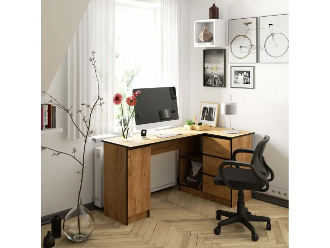 BIURKO NAROŻNE B20 CLP PRAWOSTRONNE PK DĄB CRAFT