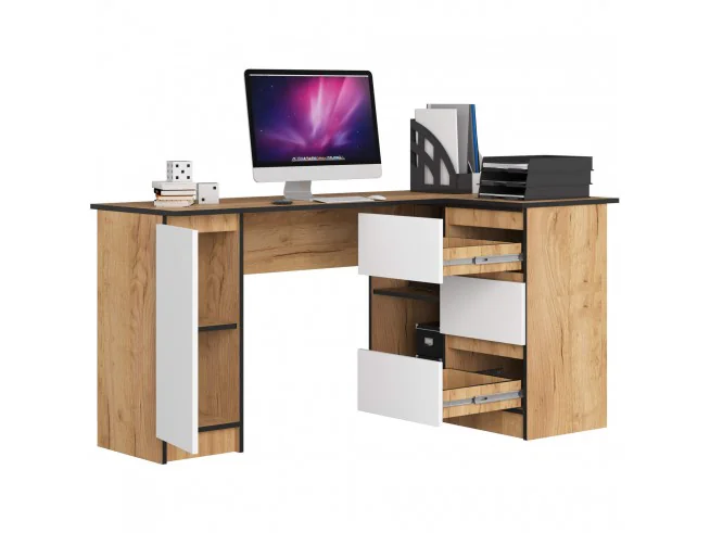 BIURKO NAROŻNE B20 CLP PRAWOSTRONNE PK DĄB CRAFT / BIAŁE