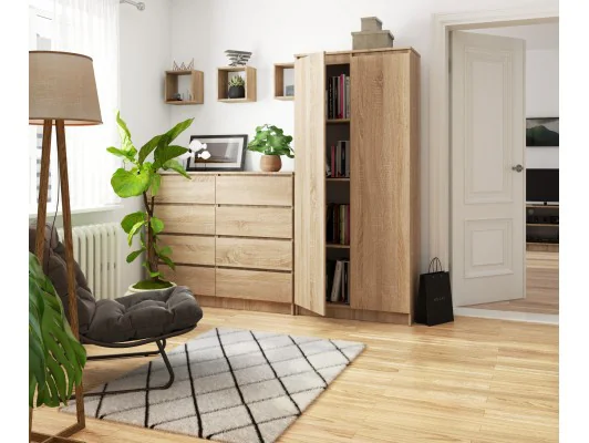 REGAŁ BIUROWY SZAFA R 80 cm CLP 2 DRZWI 8 PÓŁEK DĄB SONOMA