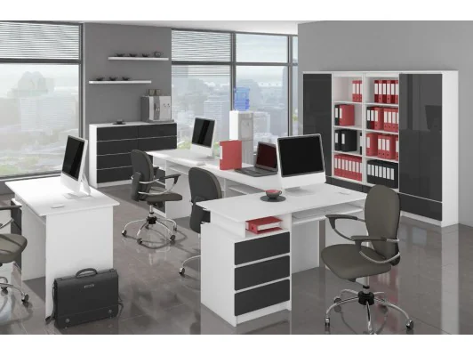 BIURKO CLP 135cm PK BIAŁE / GRAFIT POŁYSK