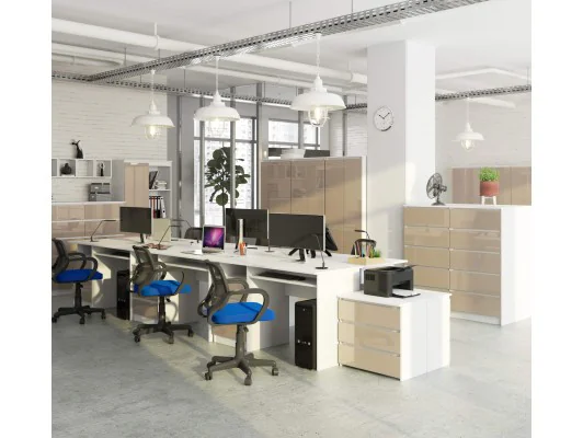 BIURKO CLP 135cm PK BIAŁE / CAPPUCCINO POŁYSK