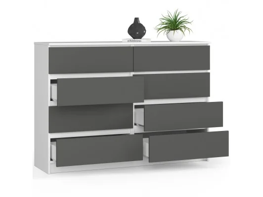 Zobacz KOMODA K140 8SZ CLP BIAŁY / SZARY KOMODA K140 8SZ CLP BIAŁY / SZARY