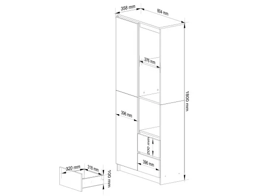 REGAŁ BIUROWY R 80 cm CLP R11 PK BIAŁY / SONOMA