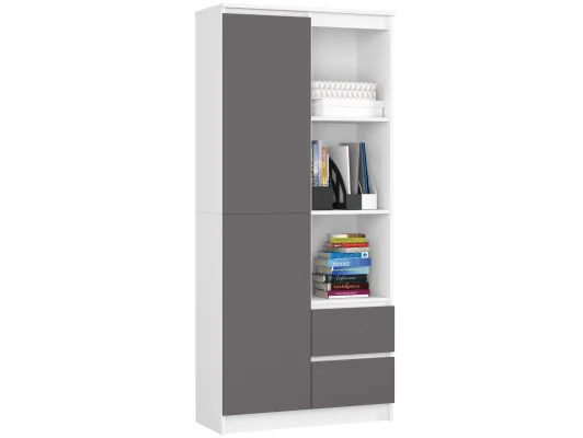 REGAŁ R11 R80 2D 2SZ CLP PK BIAŁY / SZARY