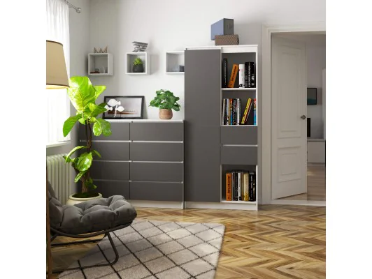 REGAŁ R15 R80 2D 2SZ CLP PK BIAŁY / SZARY