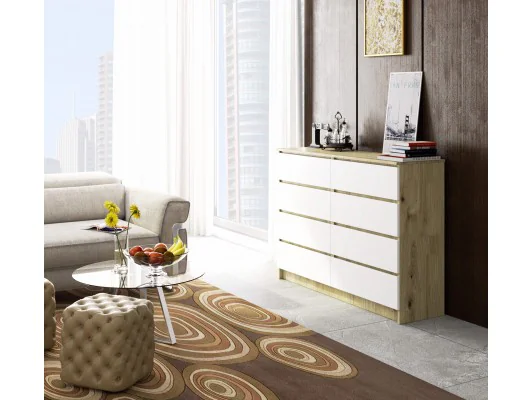 KOMODA K140 8SZ CLP DĄB ARTISAN / BIAŁY