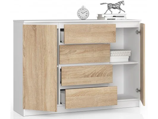 Zobacz KOMODA K140 2D 4SZ CLP BIAŁY / SONOMA KOMODA K140 2D 4SZ CLP BIAŁY / SONOMA