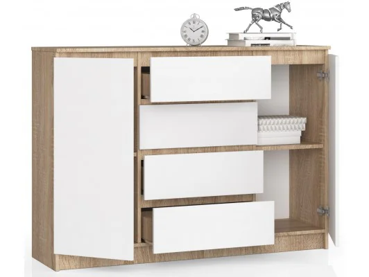 KOMODA K140 2D 4SZ CLP PK DĄB SONOMA / BIAŁY