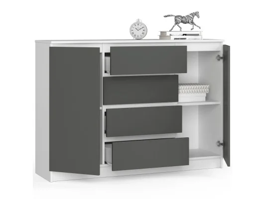 Zobacz KOMODA K140 2D 4SZ CLP BIAŁY / SZARY KOMODA K140 2D 4SZ CLP BIAŁY / SZARY