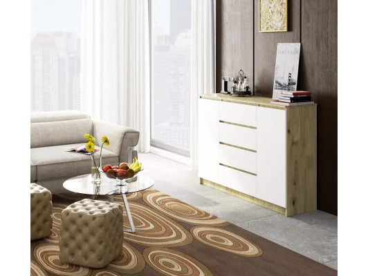 KOMODA K140 2D 4SZ CLP DĄB ARTISAN / BIAŁY