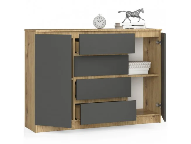 KOMODA K140 2D 4SZ CLP DĄB ARTISAN / SZARY