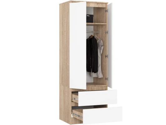 SZAFA STAR S 60 cm 2 DRZWI 2 SZUFLADY PK SONOMA / BIAŁA